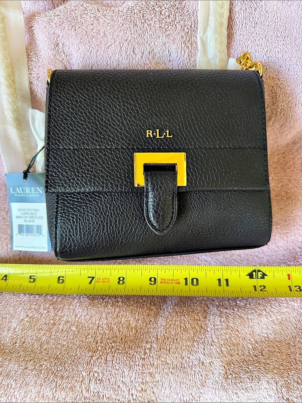 Lauren Ralph Lauren Carlisle Mini Chain Crossbody Black Bag